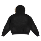 JAPAN Sun Faded Boxy Zip-Up With Detachable Fur (Size Up)