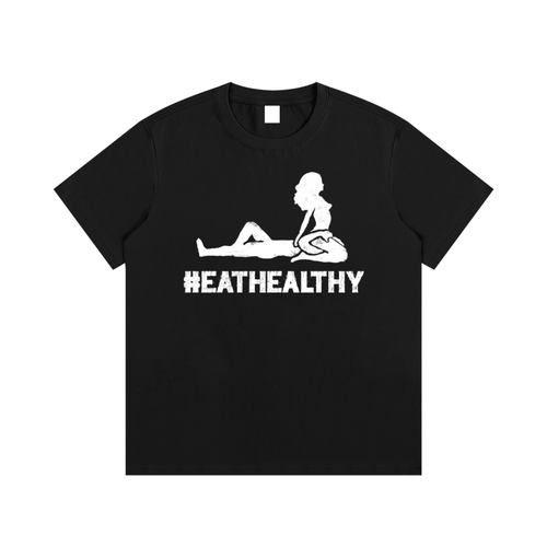 #EATHEALTHY TEE IN BLACK